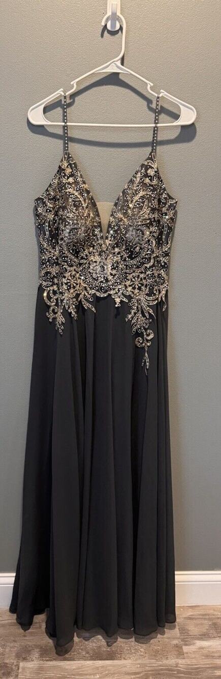JVN by Jovani Long Embellished Prom Dress Formal Gown w/Cape Navy